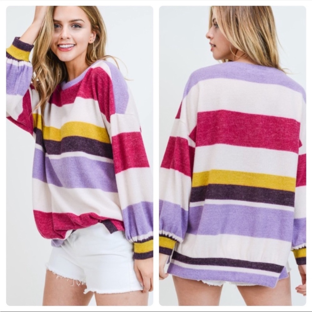 25. 🆑 Soft Striped Brushed Top - Picture 1 of 5